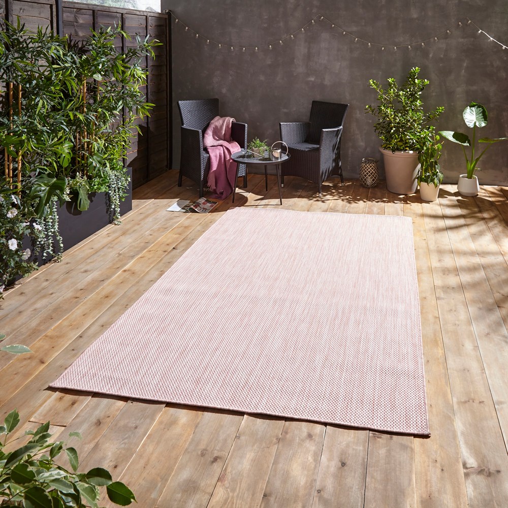 POP Plain Indoor Outdoor Boho Rug in Rose Pink